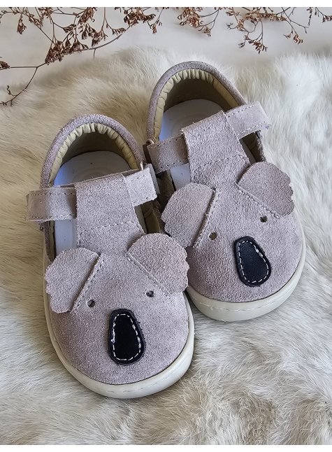 Koala Hakiki Deri Cırt Cırtlı Süet Gri Ortopedik Çocuk Ayakkabı