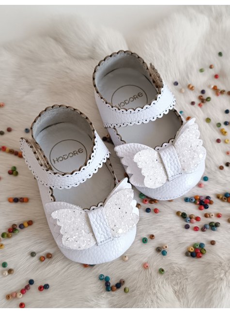 Angel Beyaz Hakiki Deri Bebek Makosen Patik
