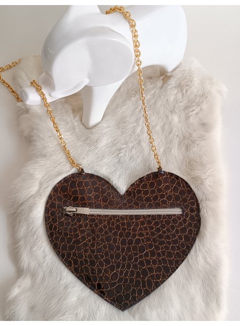 LoveBerry Hakiki Deri Çocuk Çanta Baskılı Kahve