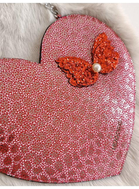 LoveBerry Hakiki Deri Çocuk Çanta Baskılı Kırmızı