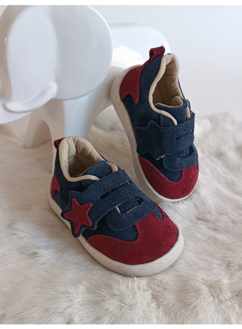 Starex Bordo-Lacivert Hakiki Deri İlkadım Çocuk Spor Ayakkabı Ortopedik Taban